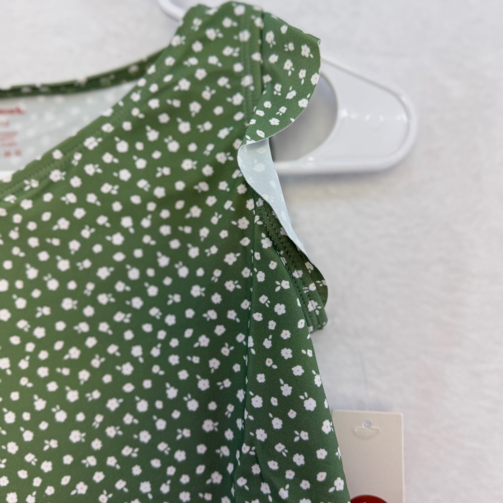 NWT Honey mark Swim Set Girls Floral Olive Green Two-Piece Swimsuit Beach Bikini - Picture 6 of 13